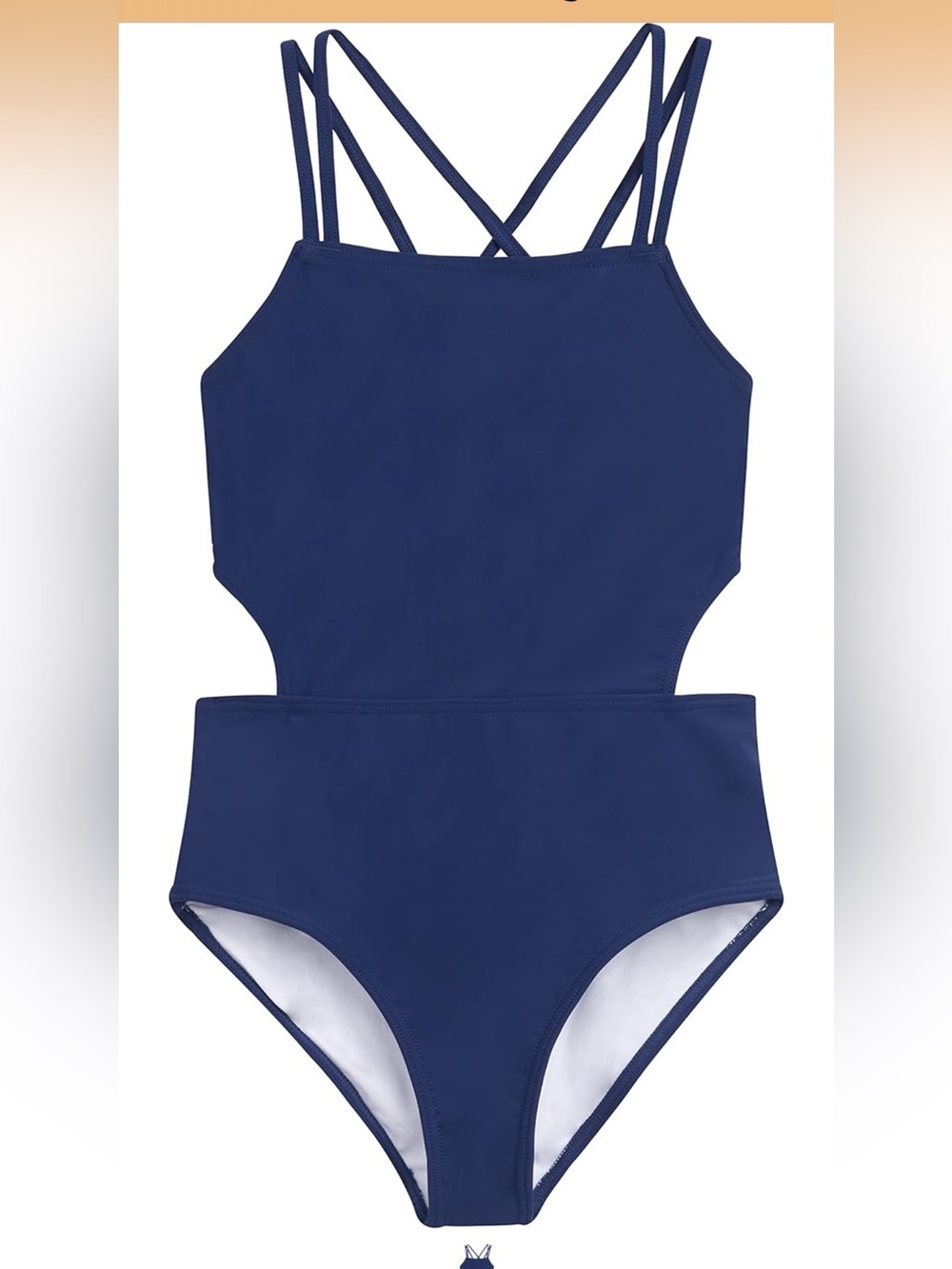 NWT Kanu Surf Girls' Beach Girl Sport Cut-Out One Piece Swimsuit Navy Blue 14